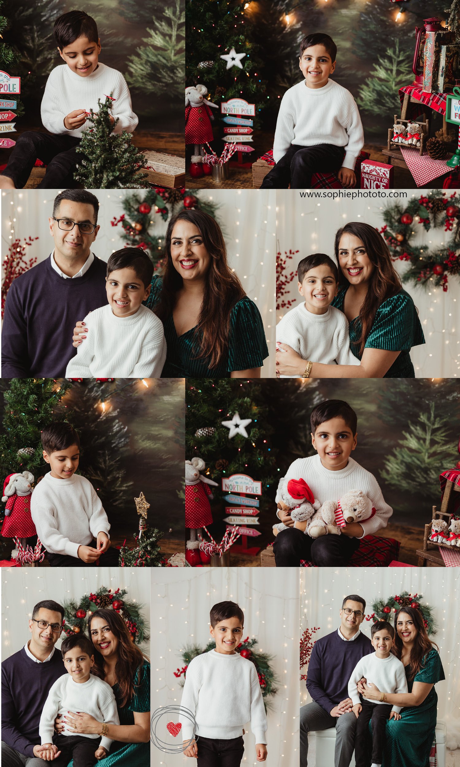 Xmas mini session in my Cordova Bay studio Victoria BC.  Family holiday portraits and festive tree decorating