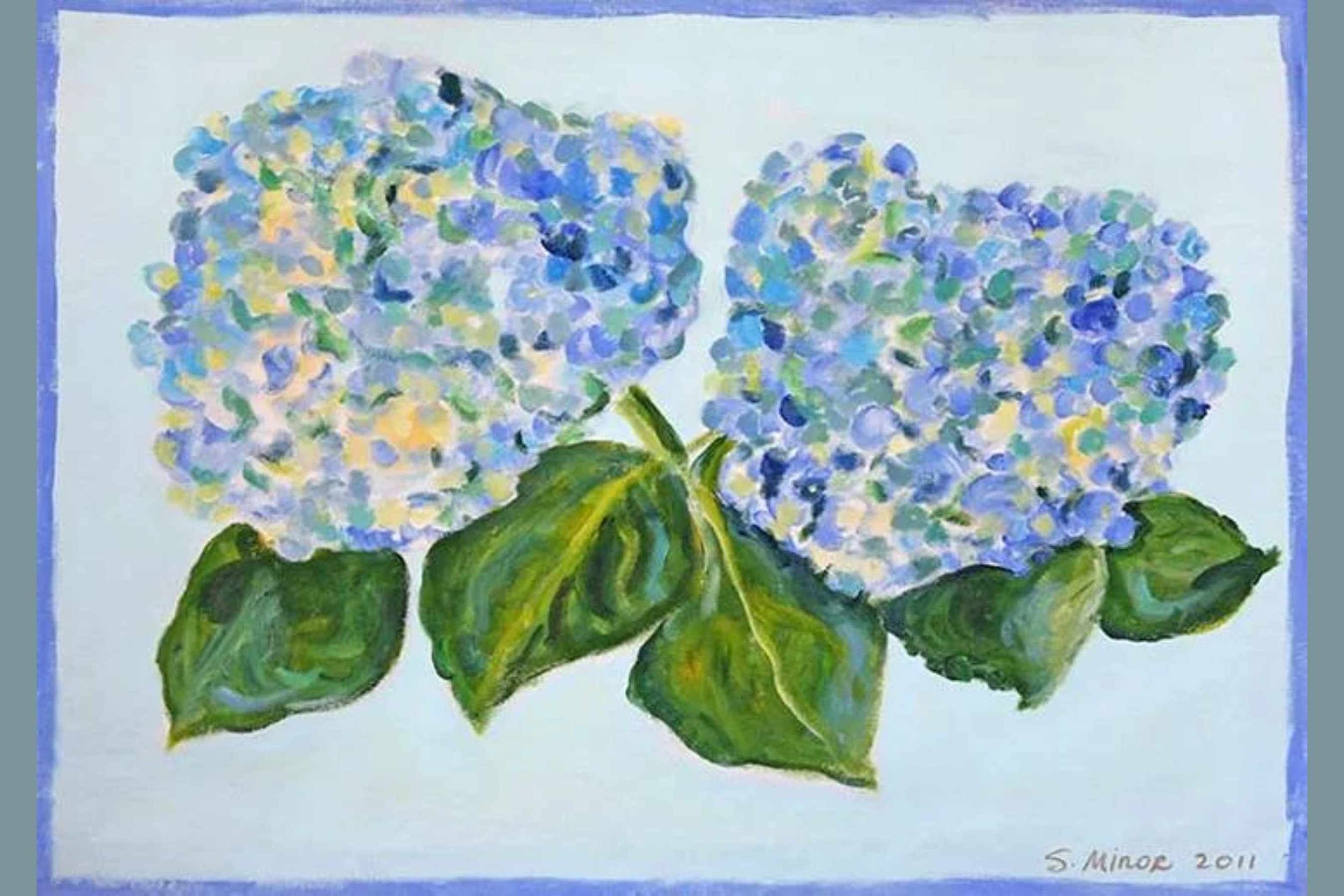 Hydrangea on Light Blue Placemat