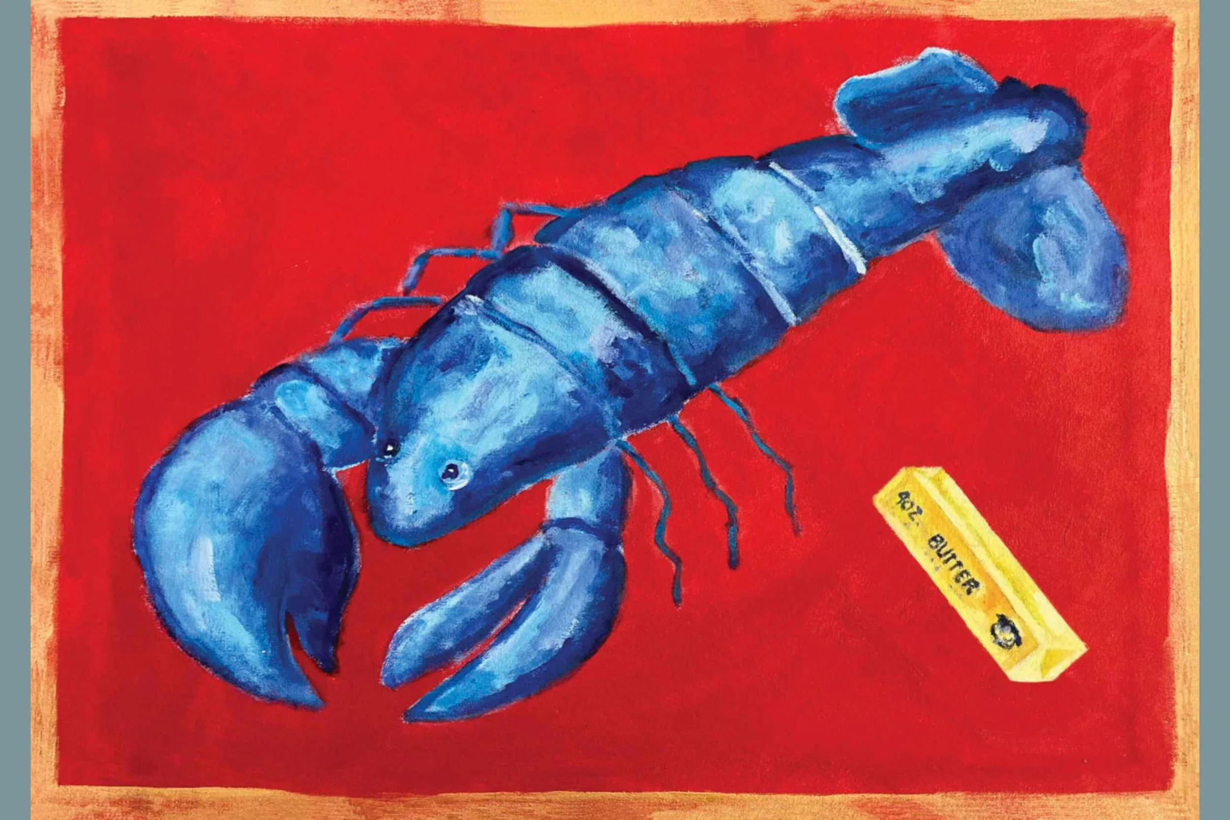 Blue Lobster on Red Placemat