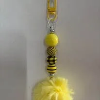 Sunny Yellow Pompom Keychain