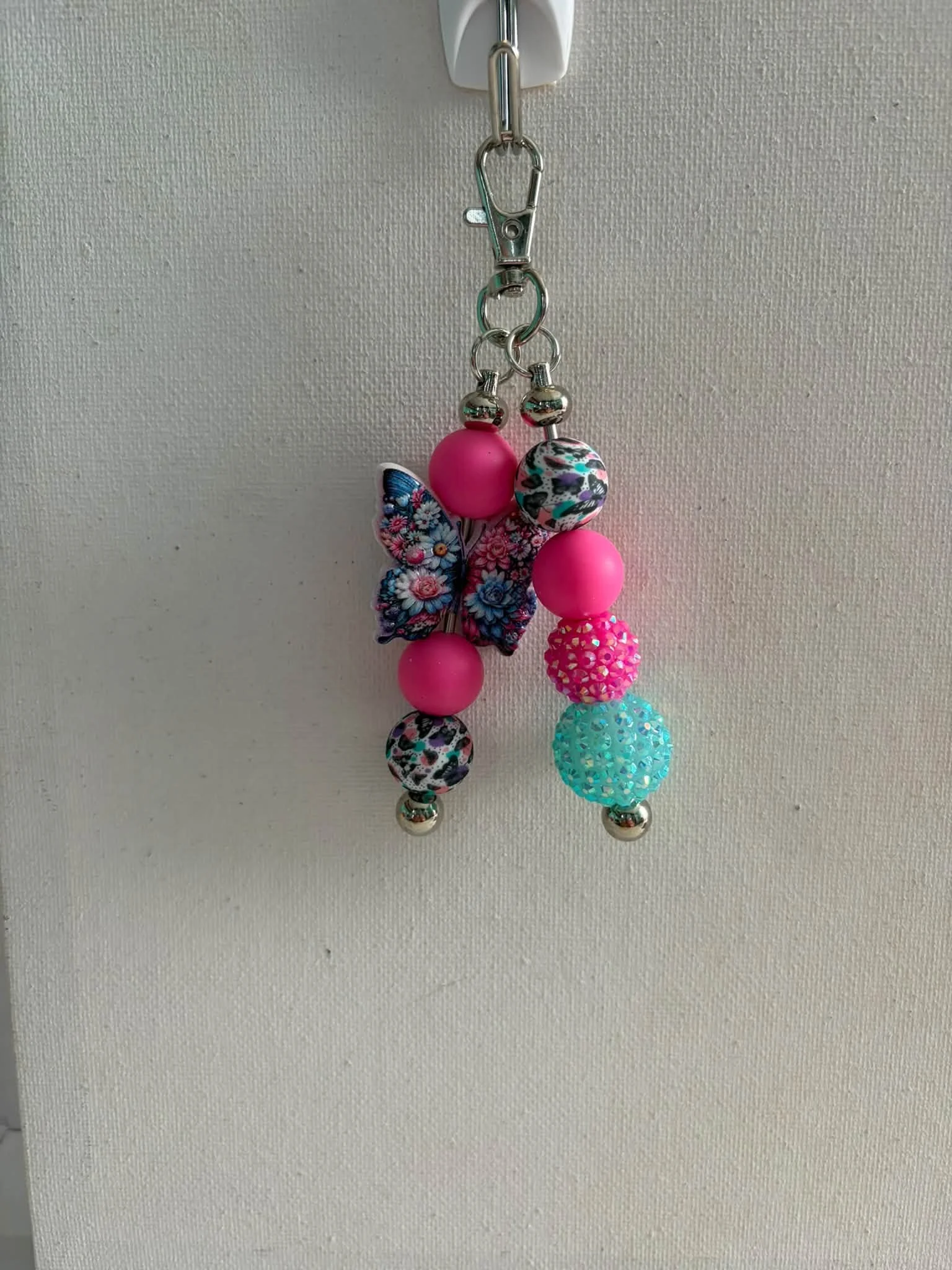 Double Pink Butterfly Keychain