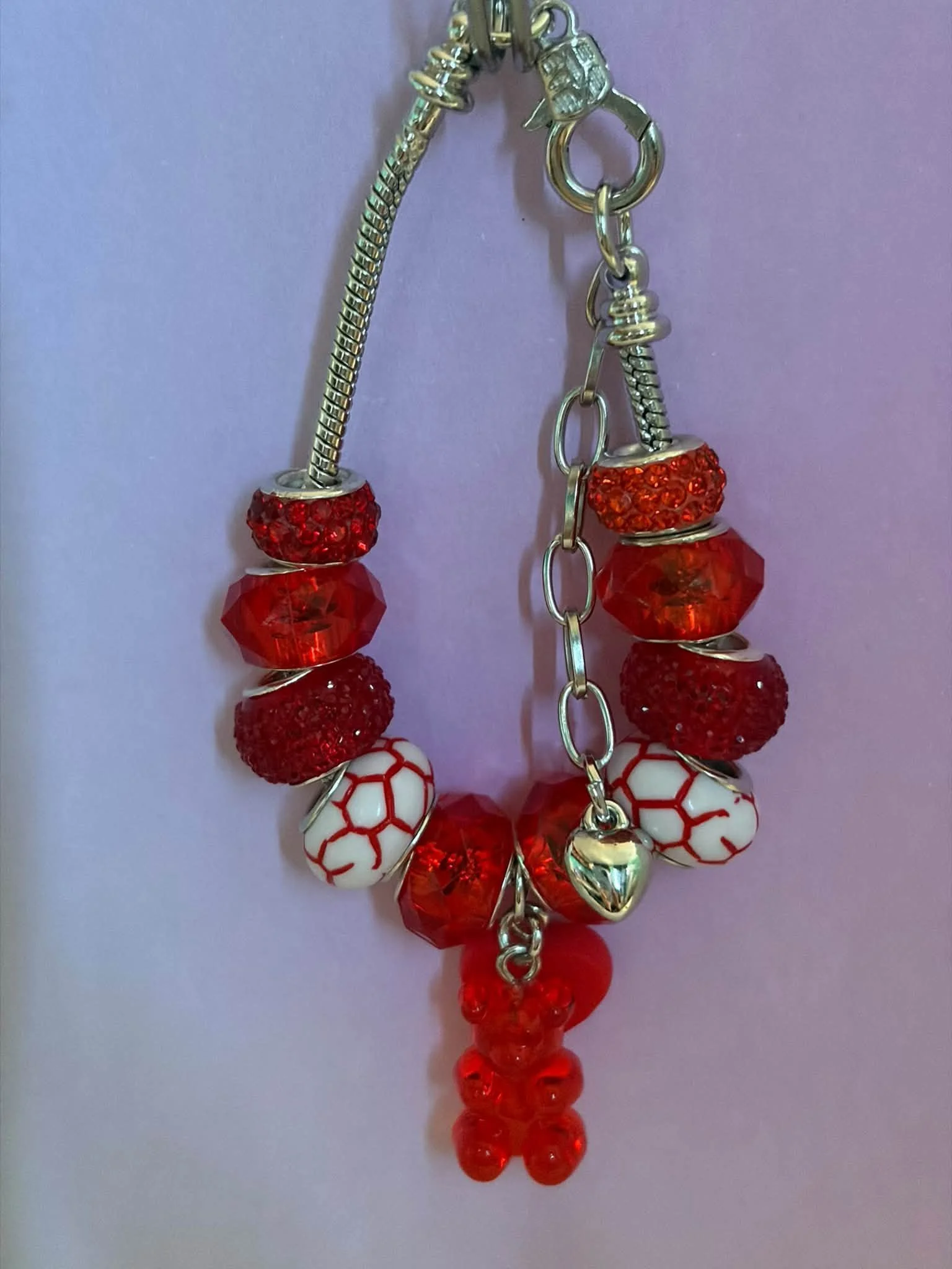 Silver Red Gummy Bear Bracelet