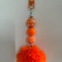 Vibrant Orange Pompom Keychain