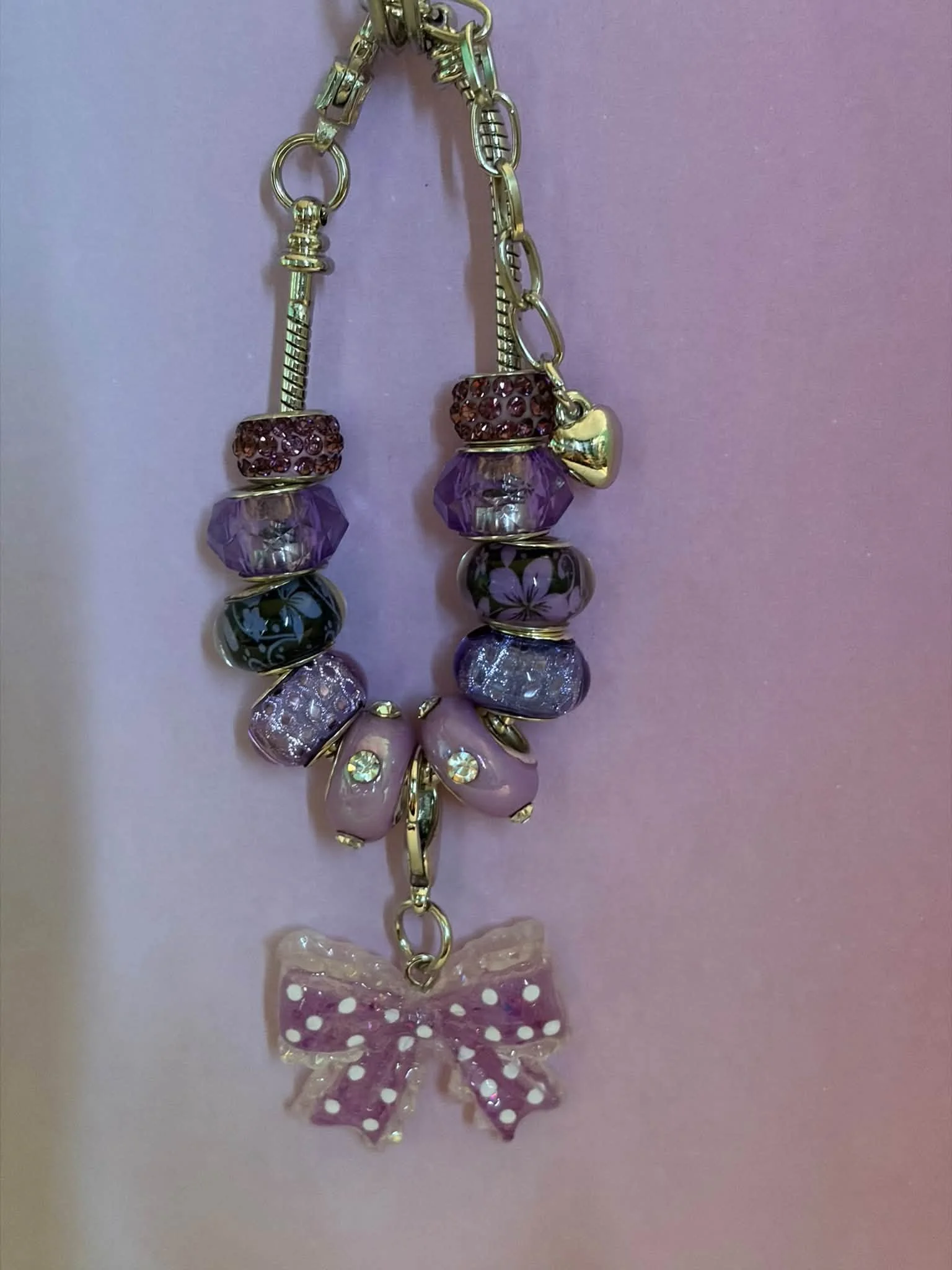 Silver Purple Bow Bracelet