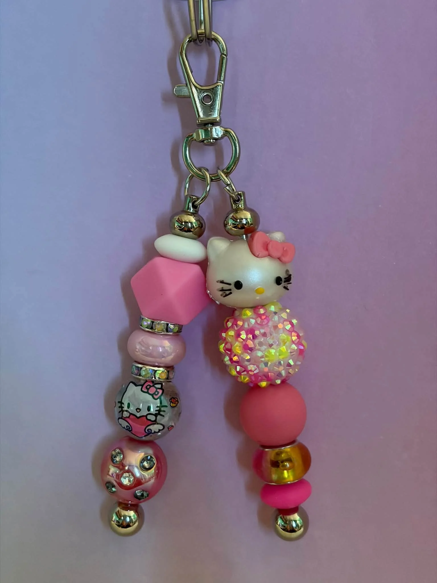 Double Pink Hello Kitty Keychain