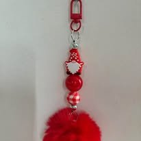 Red Pompom Gnome Keychain
