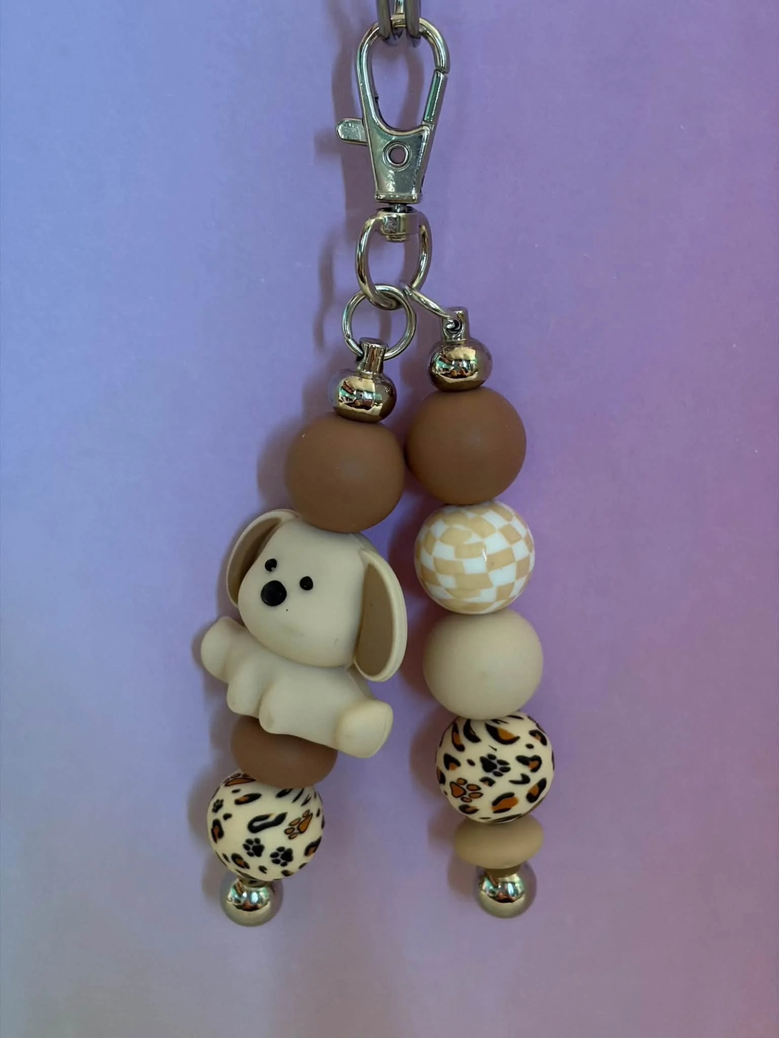 Brown Cute Dog Double Keychain