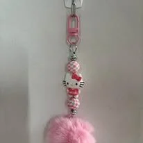 Pink Pompom Hello Kitty Keychain