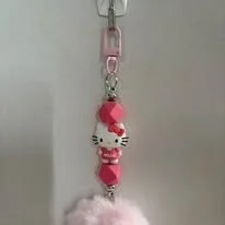 Light Pink Pompom Hello Kitty Keychain