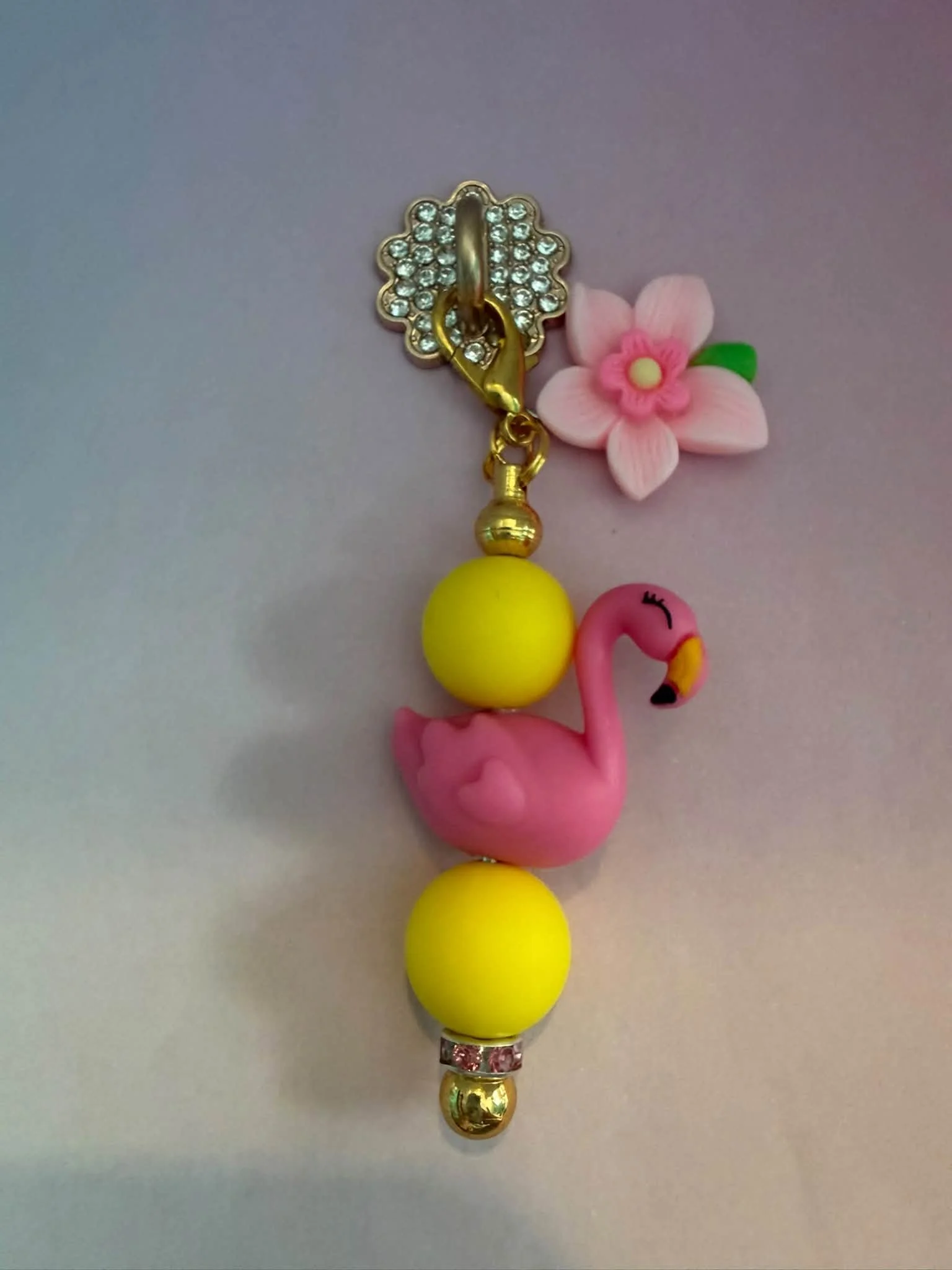 Gold Flamingo Phone Charm
