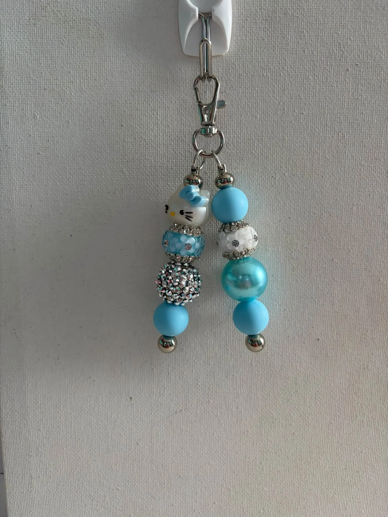 Double Elegant Baby Blue Hello Kitty Keychain