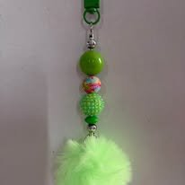 Green Pompom Keychain