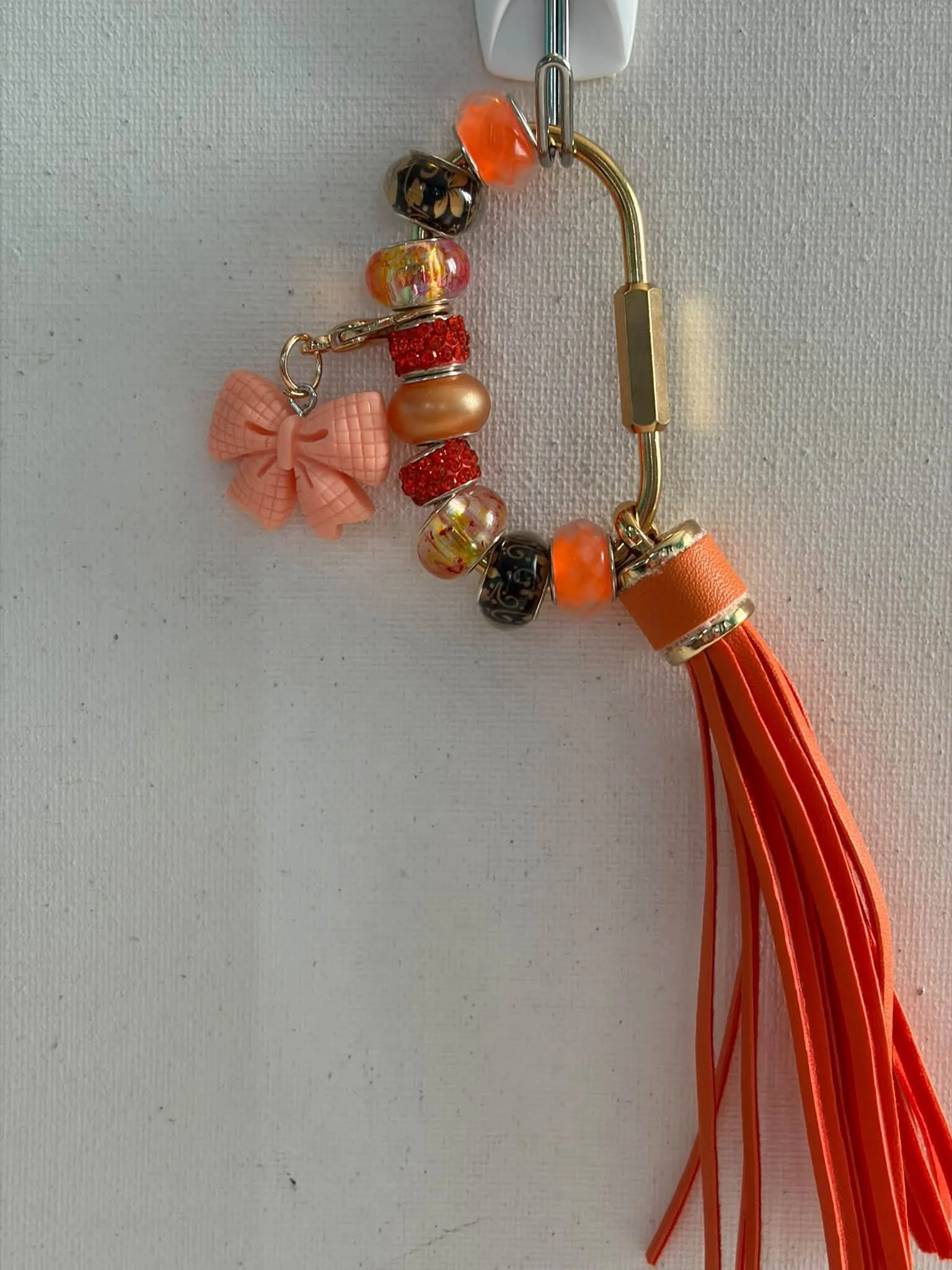Gold Orange Tassel Key Ring