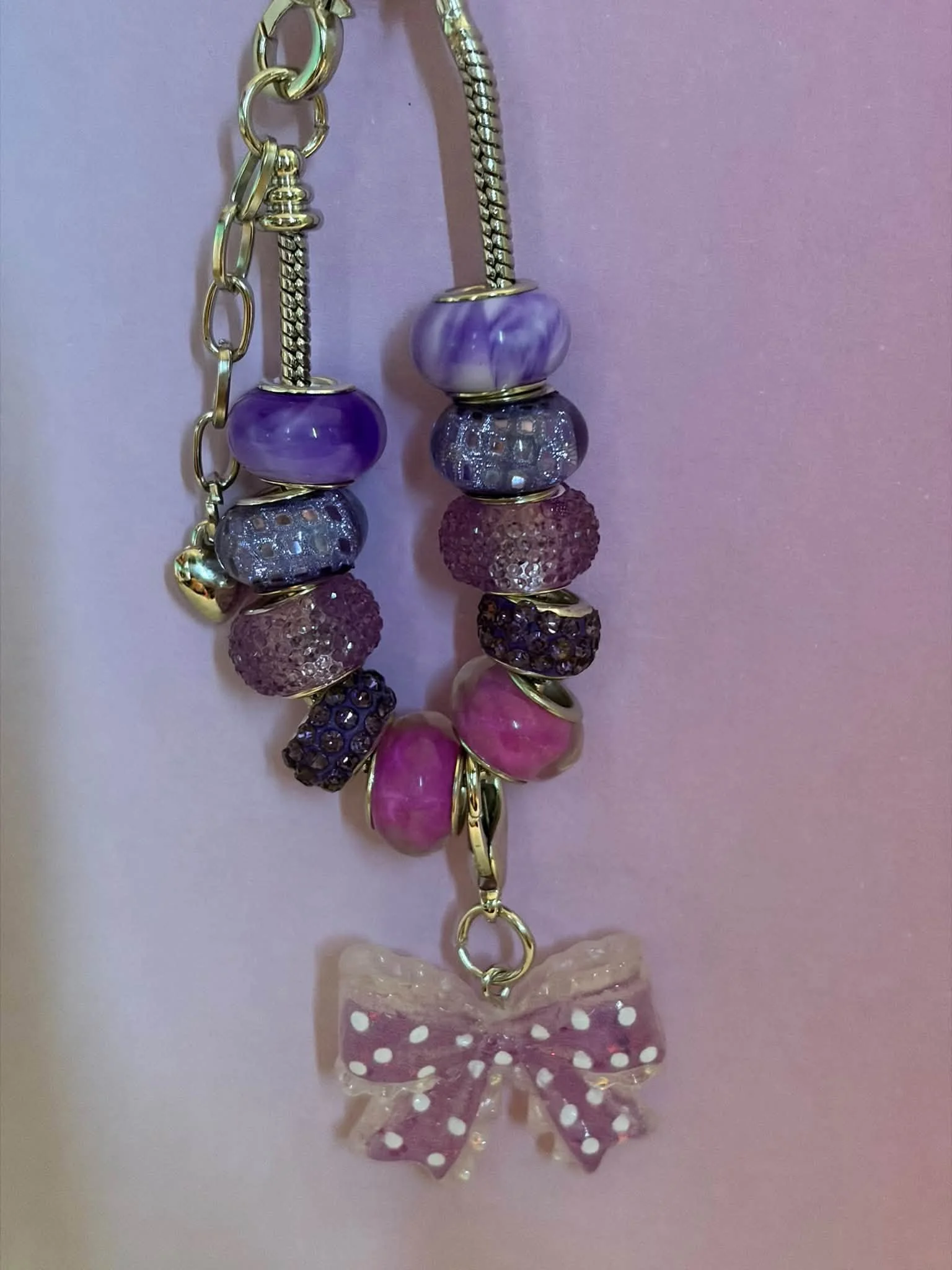 Silver Purple Bow Bracelet