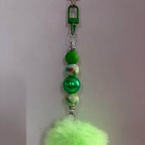 Vibrant Green Pompom Keychain