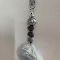 Chic Grey Pompom Keychain