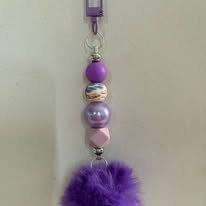 Purple Pompom Keychain