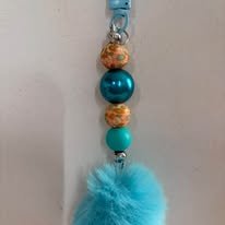 Blue Pompom Keychain