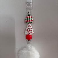 White Pompom Christmas Keychain