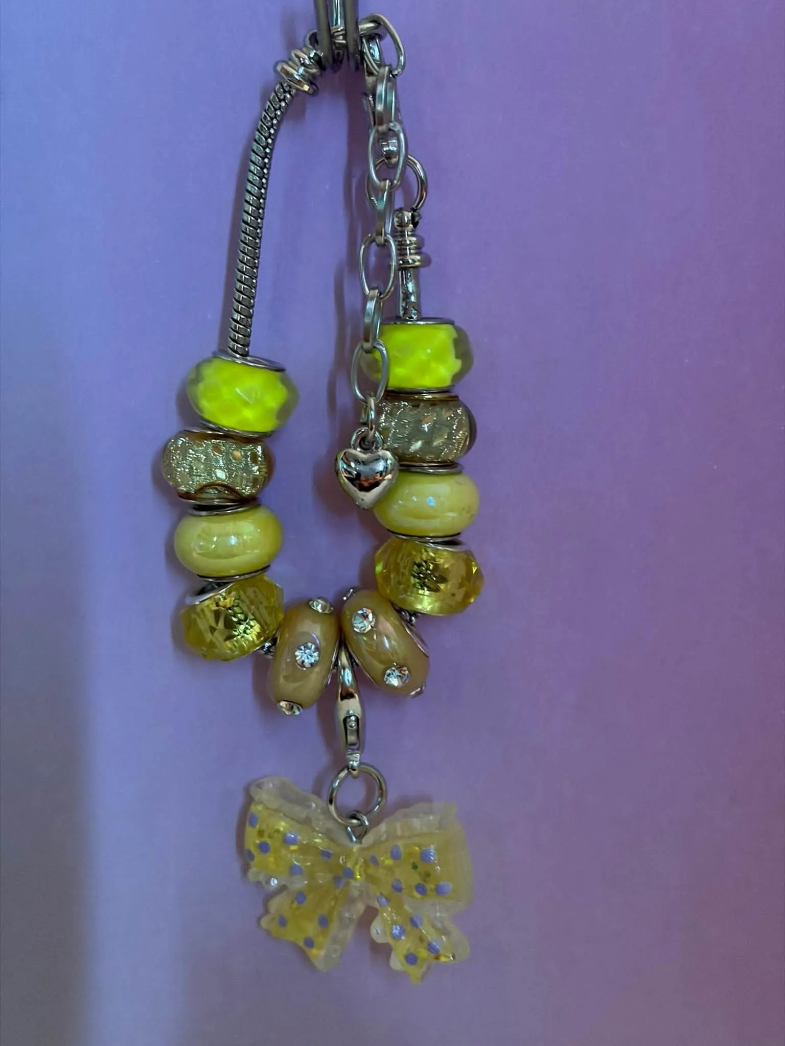 Silver Yellow Bow Bracelet