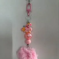Pink Pompom Unicorn Keychain