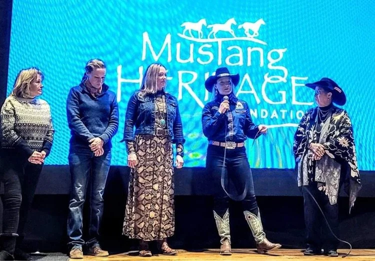 Lisanne Fear speaking at Mustang Magic for Mustang Heritage Foundation in 2021