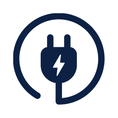 Power plug icon with a lightning bolt symbol inside a circle.