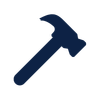 Silhouette of a hammer against a dark background
