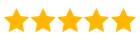 Five gold stars in a row against a black background
