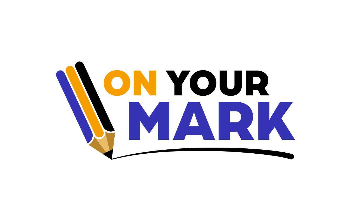 Colorful logo with a pencil and the words 'On Mark' in bold letters.