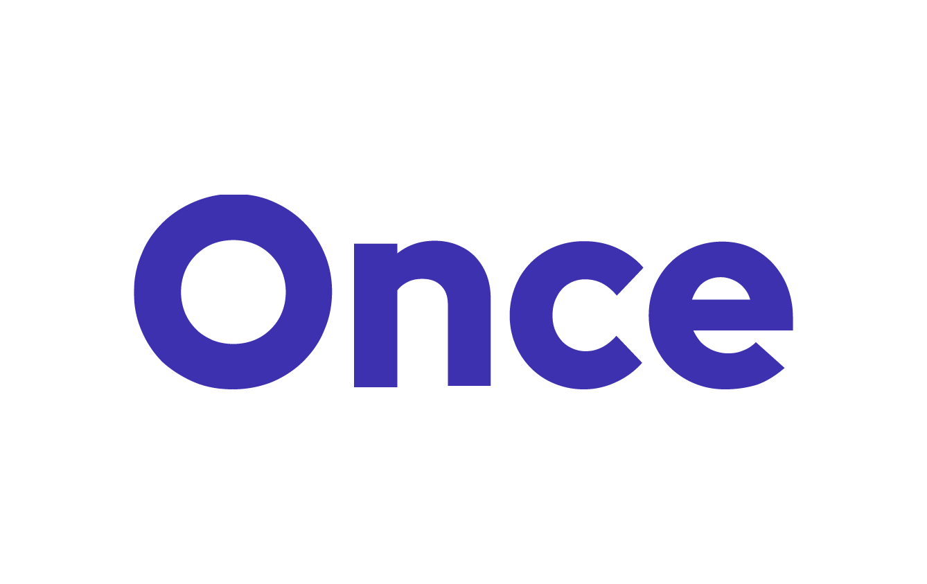 The word 'Once' written in large, bold, blue letters on a black background.