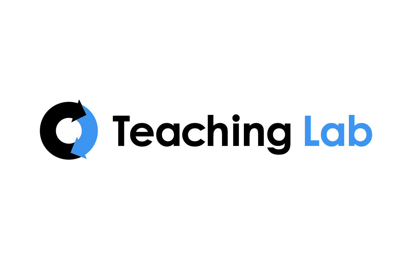 Logo for Teaching Lab with a circular symbol and the words 'Teaching Lab' in black and blue.