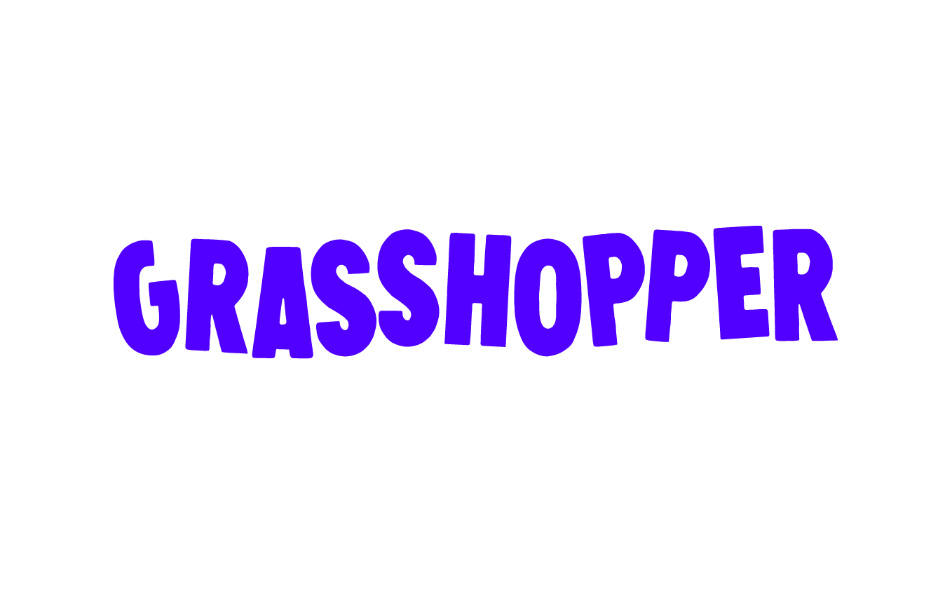 Purple text reading 'GRASSHOPPER' on a transparent background.