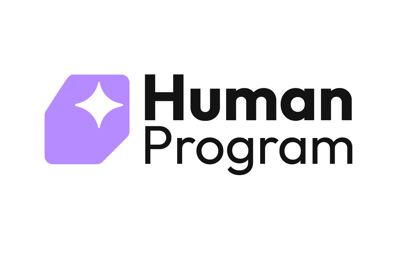 Logo for Human Program featuring a purple hexagon with a white star inside, next to the text 'Human Program' in black.