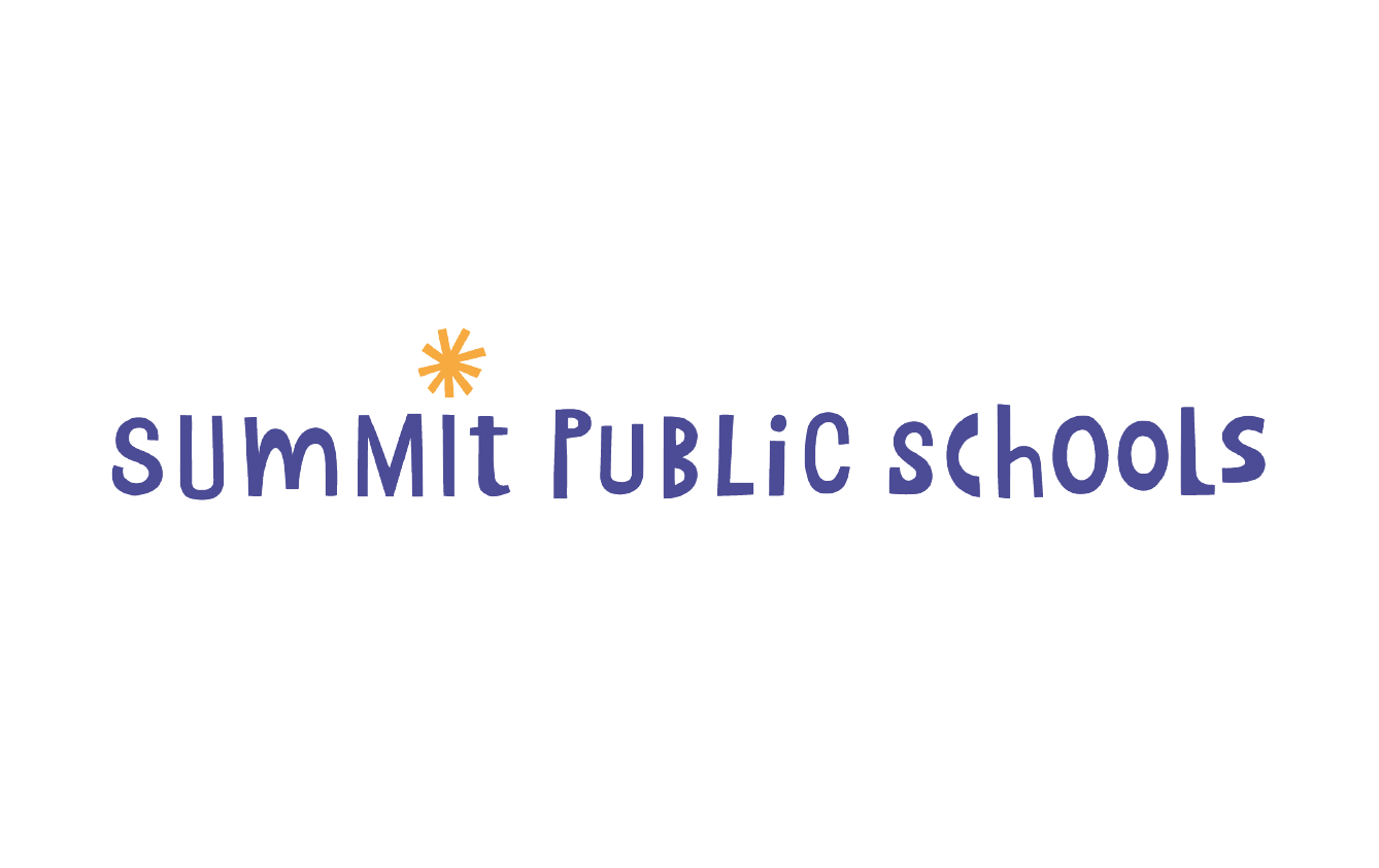 Logo for Summit Public Schools with a stylized orange asterisk and purple text.