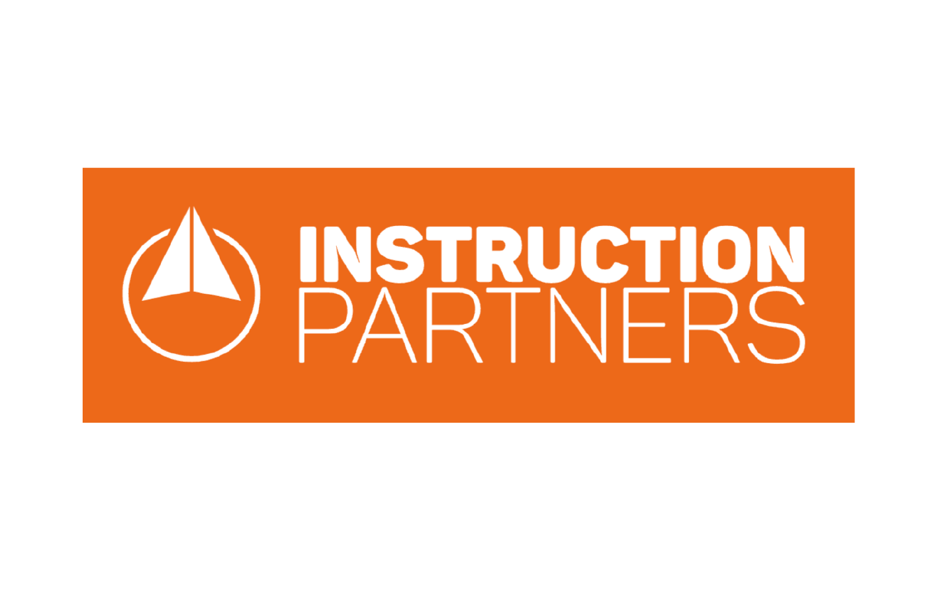 Logo with an orange background and a white compass icon featuring a sailboat and circle, alongside the text 'INSTRUCTION PARTNERS' in bold and thin font