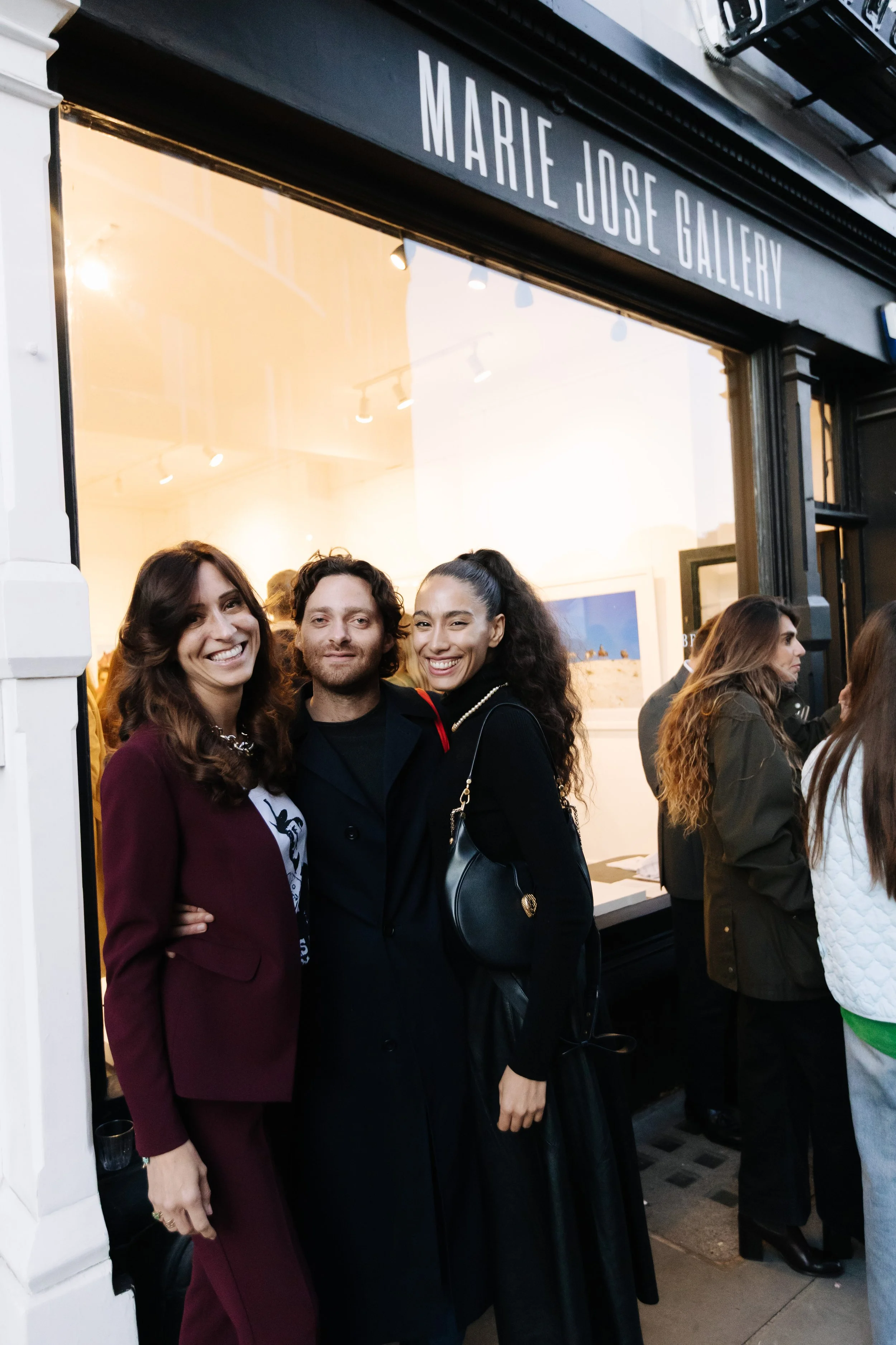 Ciinderella Balthazar, Rita Del Curto Askenan  and Nicolas Sorbac front of the Marje Jose Gallery entrance. 