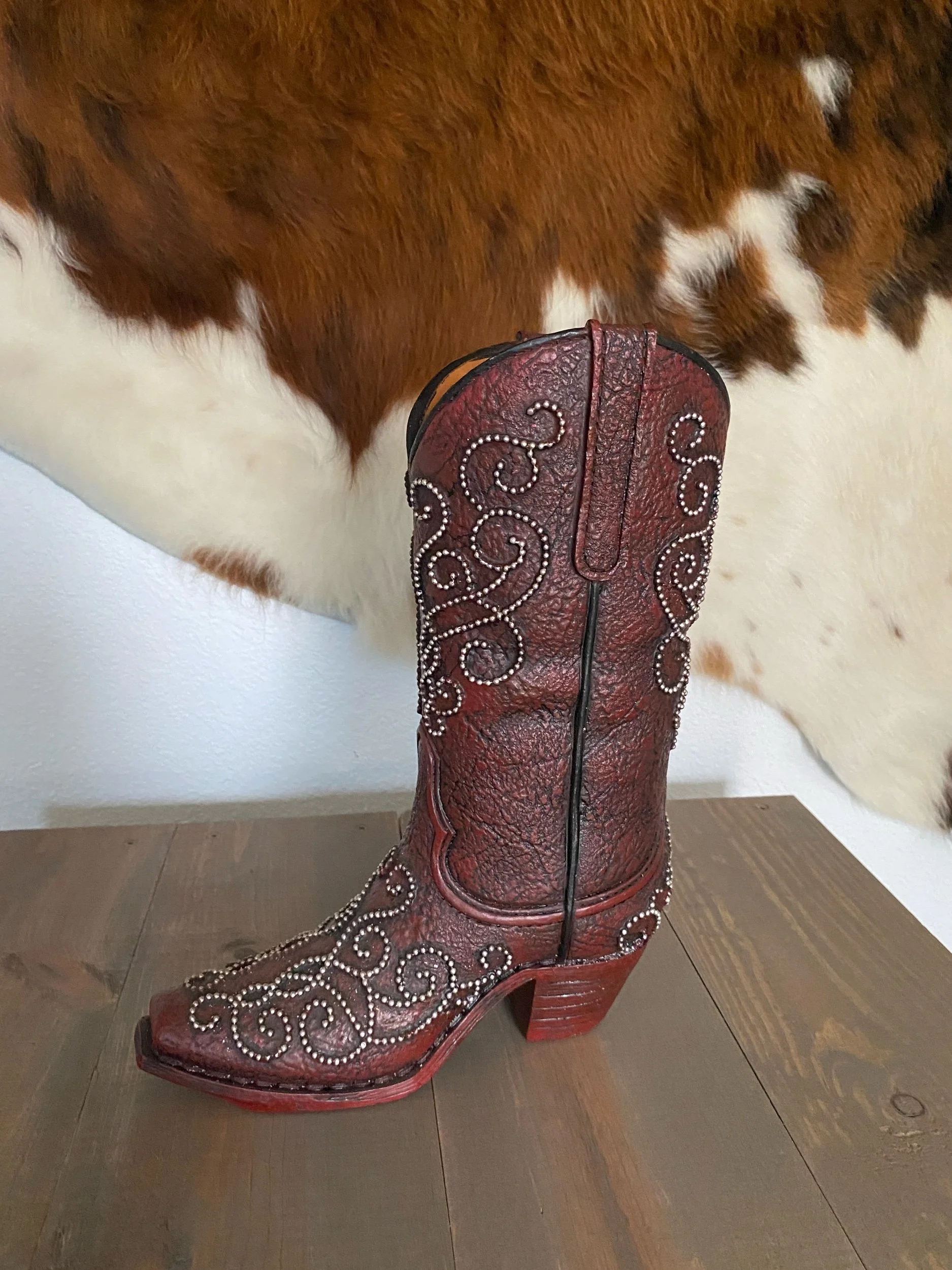 Cowboy Boot Vase - Studded