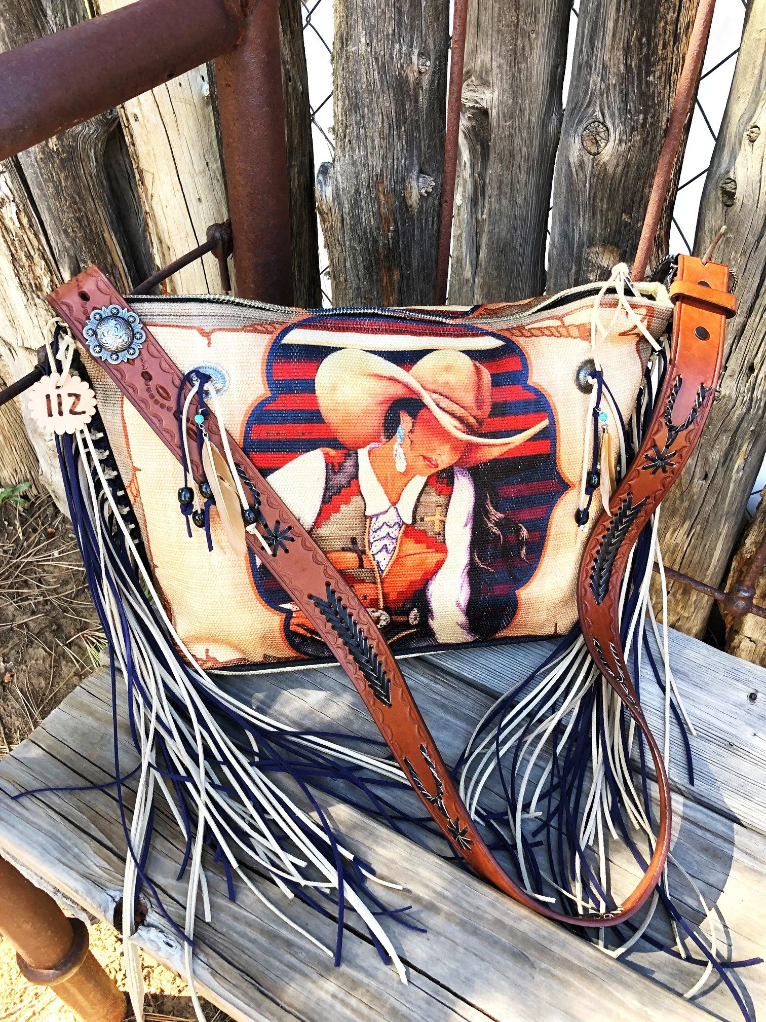 Cowgirl Bag Shoulder Tote with Fox Tail - "South by Southwest" Western Fashion