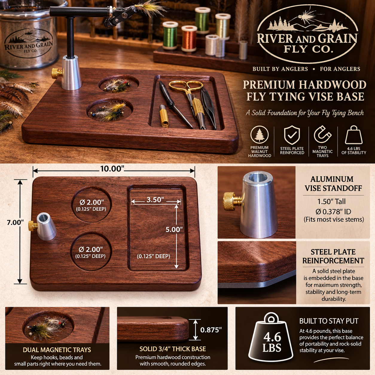 Premium Walnut Fly-Tying Vise Base Infographic.png