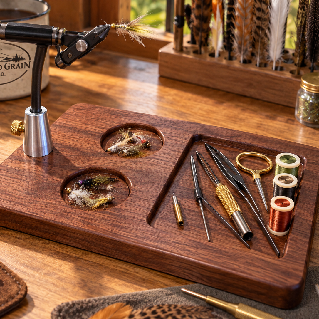 Walnut Fly Tying Vise Base
