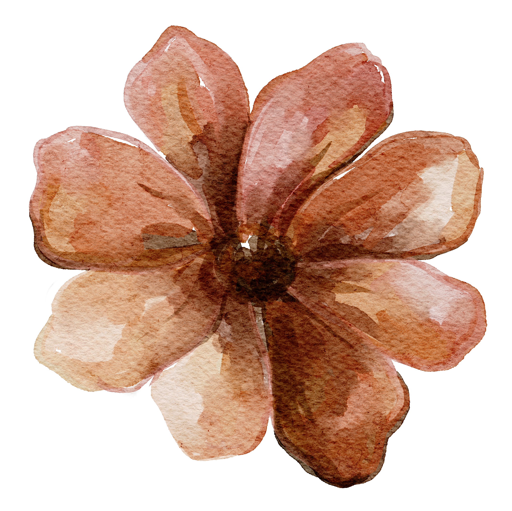Abstrakte Aquarellillustration einer rosafarbenen Blüte mit mehreren überlappenden Blütenblättern