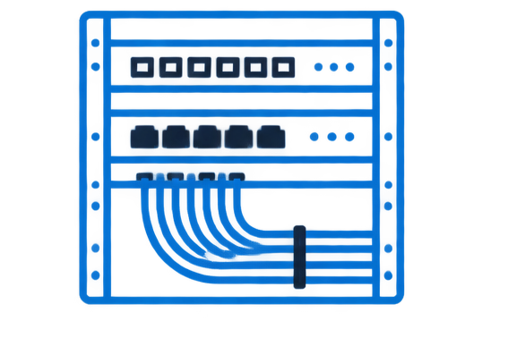 Diagram of a building electrical panel with circuit breaker switches and wiring.