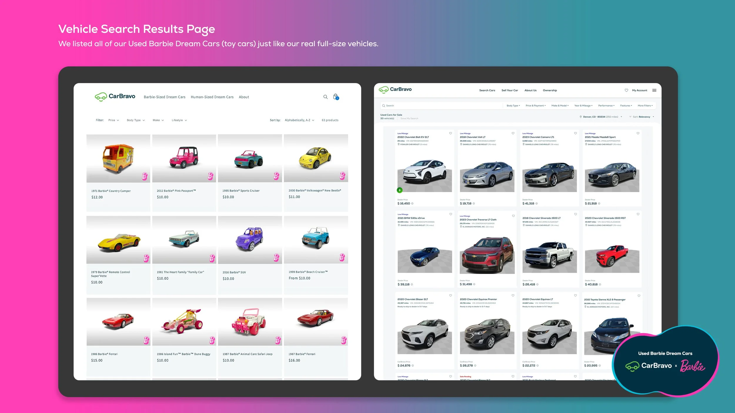 CarBravo Vehicle Search Results Page