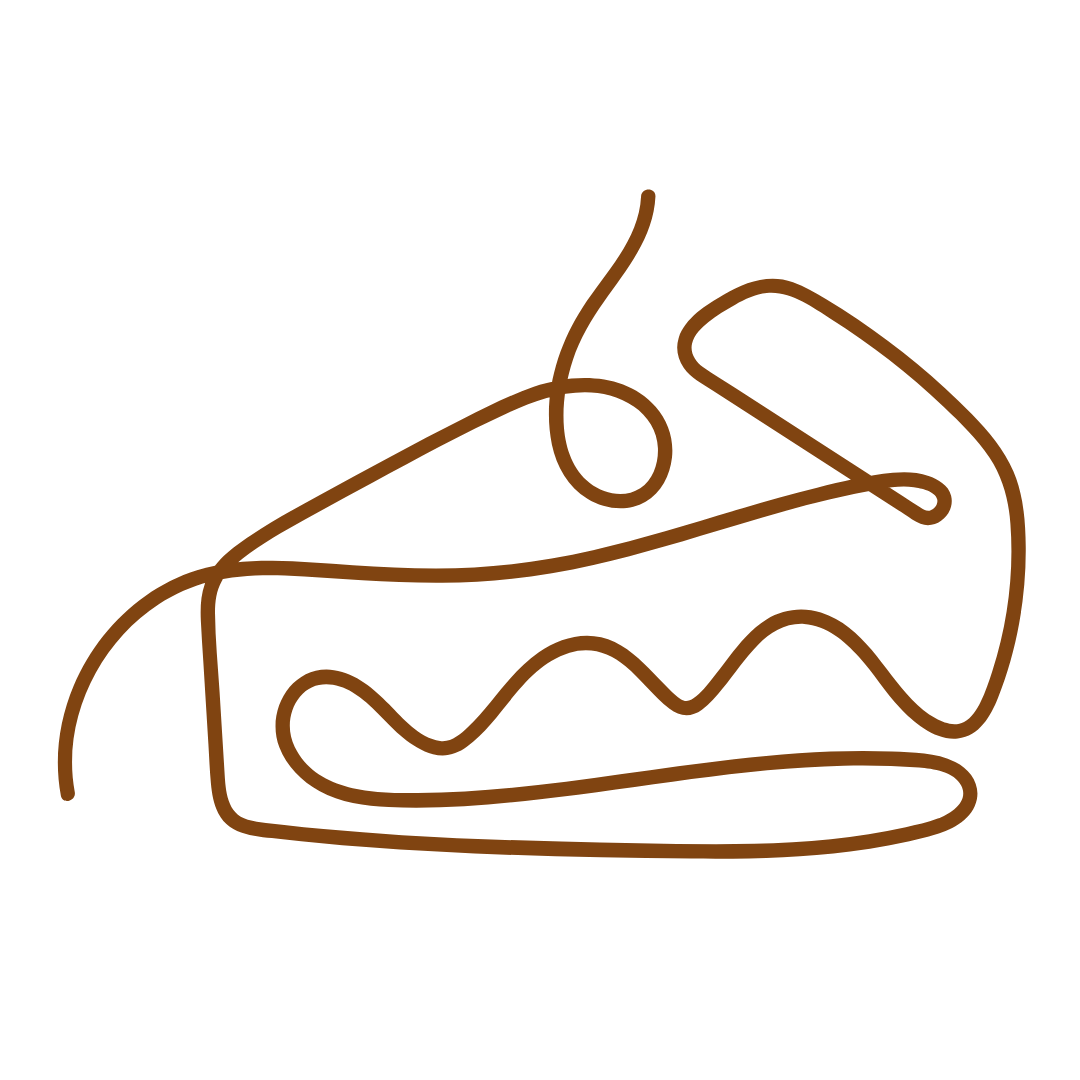 Line drawing of a slice of cake with a cherry on top.