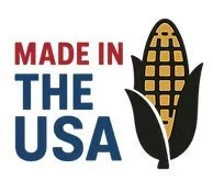 Made in the USA logo with an ear of corn and leaves