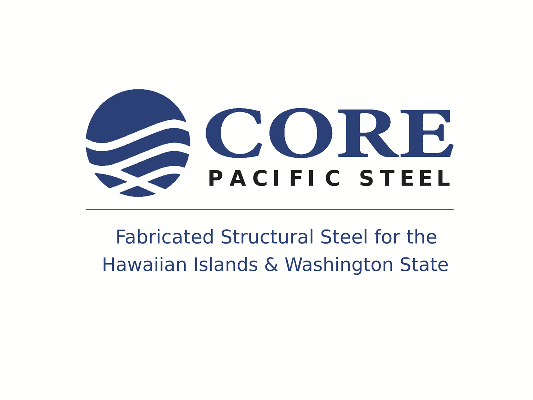 Logo of Core Pacific Steel with text 'Fabricated Structural Steel for the Hawaiian Islands & Washington State'
