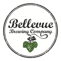 Logo for Bellevue Brewing Company with a hop cone and a bird.