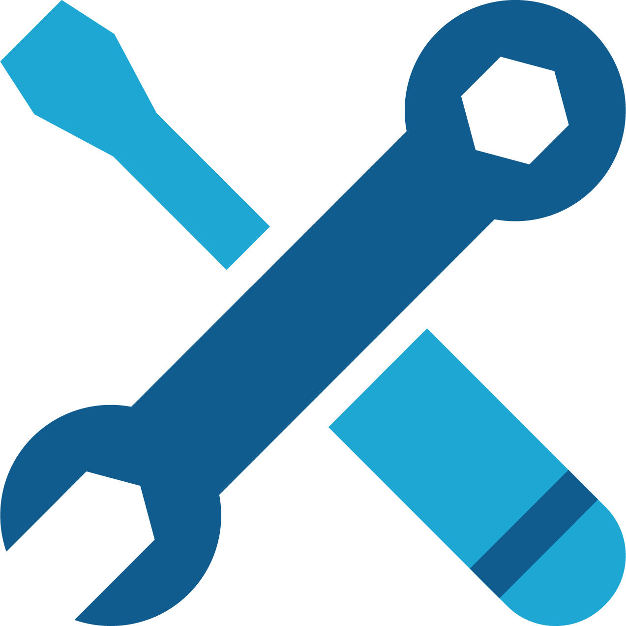An icon of a wrench overlapping a screwdriver.