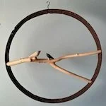 birds on branch (barrel hoop)